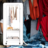 Maxbell Clothing Rack with Wheels Clothes Drying Rack for Bedroom Laundry Room White