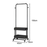 Maxbell Clothing Rack with Wheels Clothes Drying Rack for Bedroom Laundry Room Black