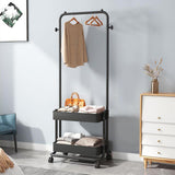 Maxbell Clothing Rack with Wheels Clothes Drying Rack for Bedroom Laundry Room Black