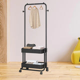 Maxbell Clothing Rack with Wheels Clothes Drying Rack for Bedroom Laundry Room Black