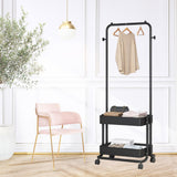 Maxbell Clothing Rack with Wheels Clothes Drying Rack for Bedroom Laundry Room Black