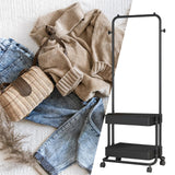 Maxbell Clothing Rack with Wheels Clothes Drying Rack for Bedroom Laundry Room Black