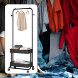 Maxbell Clothing Rack with Wheels Clothes Drying Rack for Bedroom Laundry Room Black