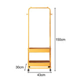 Maxbell Clothing Rack with Wheels Clothes Drying Rack for Bedroom Laundry Room Yellow