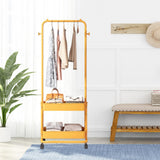 Maxbell Clothing Rack with Wheels Clothes Drying Rack for Bedroom Laundry Room Yellow