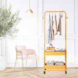 Maxbell Clothing Rack with Wheels Clothes Drying Rack for Bedroom Laundry Room Yellow