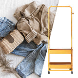 Maxbell Clothing Rack with Wheels Clothes Drying Rack for Bedroom Laundry Room Yellow