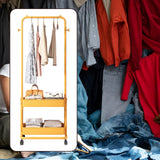 Maxbell Clothing Rack with Wheels Clothes Drying Rack for Bedroom Laundry Room Yellow