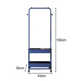 Maxbell Clothing Rack with Wheels Clothes Drying Rack for Bedroom Laundry Room Blue