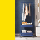 Maxbell Clothing Rack with Wheels Clothes Drying Rack for Bedroom Laundry Room Blue
