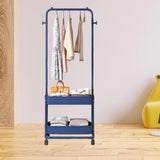 Maxbell Clothing Rack with Wheels Clothes Drying Rack for Bedroom Laundry Room Blue
