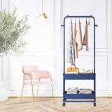 Maxbell Clothing Rack with Wheels Clothes Drying Rack for Bedroom Laundry Room Blue