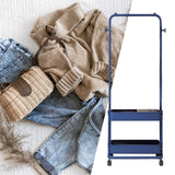 Maxbell Clothing Rack with Wheels Clothes Drying Rack for Bedroom Laundry Room Blue