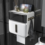 Maxbell Wall Mounted Toilet Paper Storage Waterproof with Shelf for Cafe Hotel Decor White