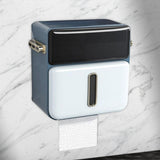 Maxbell Wall Mounted Toilet Paper Storage Waterproof with Shelf for Cafe Hotel Decor Blue