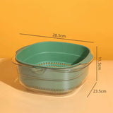 Maxbell Multi Use Kitchen Fruit Drain Basket Vegetables Washing Bowl Kitchen Gadget dark green