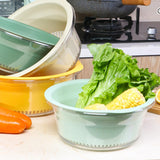 Maxbell Multi Use Kitchen Fruit Drain Basket Vegetables Washing Bowl Kitchen Gadget dark green