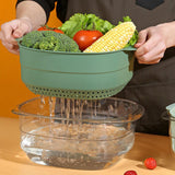 Maxbell Multi Use Kitchen Fruit Drain Basket Vegetables Washing Bowl Kitchen Gadget dark green