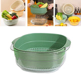 Maxbell Multi Use Kitchen Fruit Drain Basket Vegetables Washing Bowl Kitchen Gadget dark green