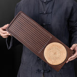 Maxbell Traditional Bamboo Wood Tea Serving Tray for Travel  Walnut S