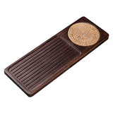 Maxbell Traditional Bamboo Wood Tea Serving Tray for Travel  Walnut L
