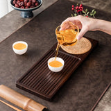 Maxbell Traditional Bamboo Wood Tea Serving Tray for Travel  Walnut L