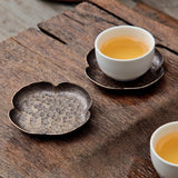 Maxbell Rustic Tea Coaster Traditional Place Mat Decoration Drinks Cup Tray Brass Four Sides Copper