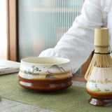 Maxbell Tea Whisk Holder Handmade Matcha Whisk Holder for Beginners Professional Brown and White