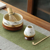 Maxbell Tea Whisk Holder Handmade Matcha Whisk Holder for Beginners Professional Brown and White