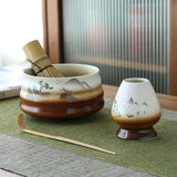 Maxbell Tea Whisk Holder Handmade Matcha Whisk Holder for Beginners Professional Brown and White