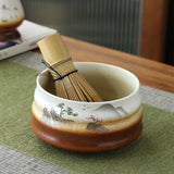 Maxbell Tea Whisk Holder Handmade Matcha Whisk Holder for Beginners Professional Brown and White