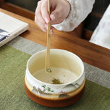 Maxbell Tea Whisk Holder Handmade Matcha Whisk Holder for Beginners Professional Brown and White