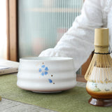 Maxbell Tea Whisk Holder Handmade Matcha Whisk Holder for Beginners Professional White and Blue