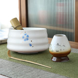 Maxbell Tea Whisk Holder Handmade Matcha Whisk Holder for Beginners Professional White and Blue