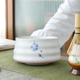 Maxbell Tea Whisk Holder Handmade Matcha Whisk Holder for Beginners Professional White and Blue