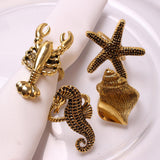 Maxbell Napkin Rings Adornment Sea Animal Delicate for Thanksgiving Favors Decor Lobster