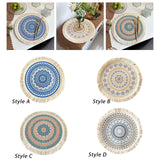 Maxbell Round Placemat 33cm Handmade Woven Tassel Boho Woven for Table Kitchen Decor Style A