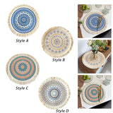 Maxbell Round Placemat 33cm Handmade Woven Tassel Boho Woven for Table Kitchen Decor Style A