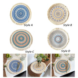 Maxbell Round Placemat 33cm Handmade Woven Tassel Boho Woven for Table Kitchen Decor Style A