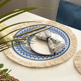 Maxbell Round Placemat 33cm Handmade Woven Tassel Boho Woven for Table Kitchen Decor Style A