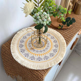 Maxbell Round Placemat 33cm Handmade Woven Tassel Boho Woven for Table Kitchen Decor Style B