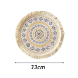 Maxbell Round Placemat 33cm Handmade Woven Tassel Boho Woven for Table Kitchen Decor Style B