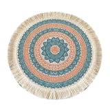 Maxbell Round Placemat 33cm Handmade Woven Tassel Boho Woven for Table Kitchen Decor Style C