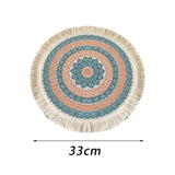 Maxbell Round Placemat 33cm Handmade Woven Tassel Boho Woven for Table Kitchen Decor Style C