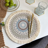 Maxbell Round Placemat 33cm Handmade Woven Tassel Boho Woven for Table Kitchen Decor Style D