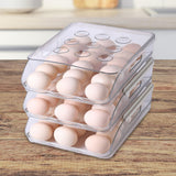 Maxbell egg Box Stackable Slide Design Automatic Rolling for Refrigerator 3 Layer