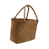 Maxbell Rural Rattan Woven Bag Candy Bags Holding Flowers for Park Outdoor Hiking 34x14x21CM