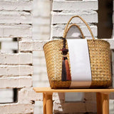 Maxbell Rural Rattan Woven Bag Candy Bags Holding Flowers for Park Outdoor Hiking 34x14x21CM