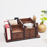 Maxbell Wooden Cosmetic Storage Organizer Box Pen Holder for Bedroom Hotel Home Style C