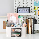 Maxbell Pen Holder Office Desk Organizer with Drawers Measure 7.6x5.5x4inch Portable White